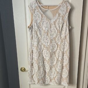 Elegant Lace Overlay Mini Dress - White